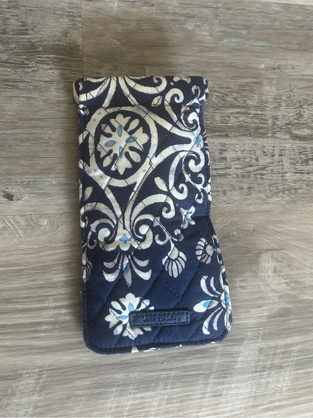 Vera Bradley Navy and Cream Quilted Floral Eyewear Sleeve